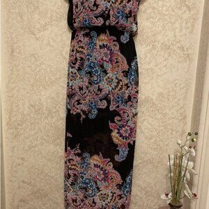 Express Black and Blue Paisley Maxi Dress